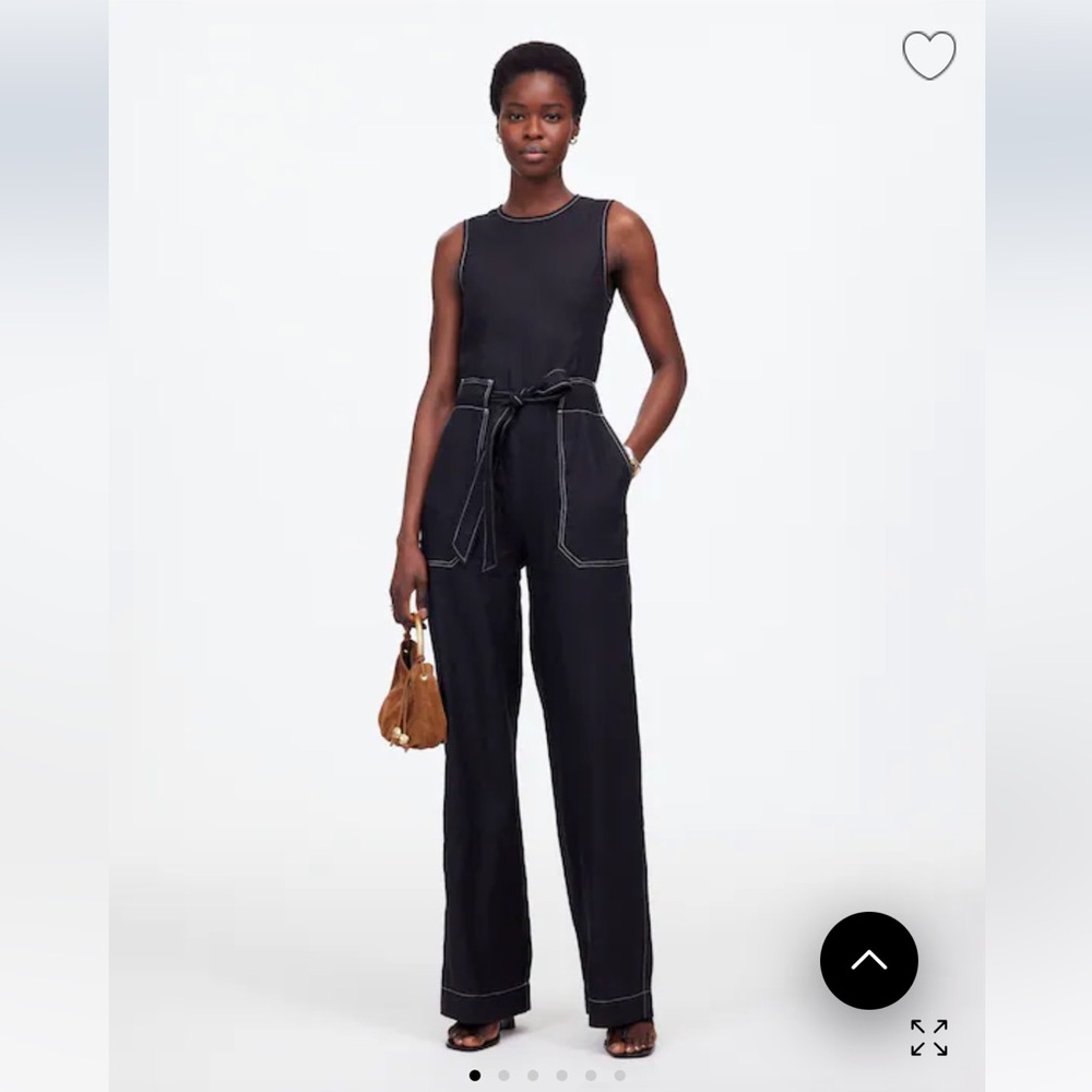 Madewell Contrast-Stitch Relaxed Straight-Leg Jumpsuit in Linen
